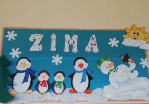 Zimowa dekoracja wykonana przez p. Anię
