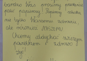 List do dorosłych od uczniów klasy 2a